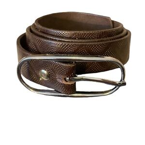 Embossed Leather Belt in Chocolate Brown